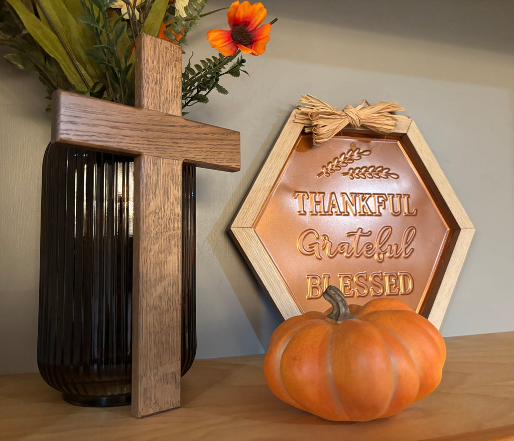 Handcrafted White Oak Cross, Wall Hanging Decor