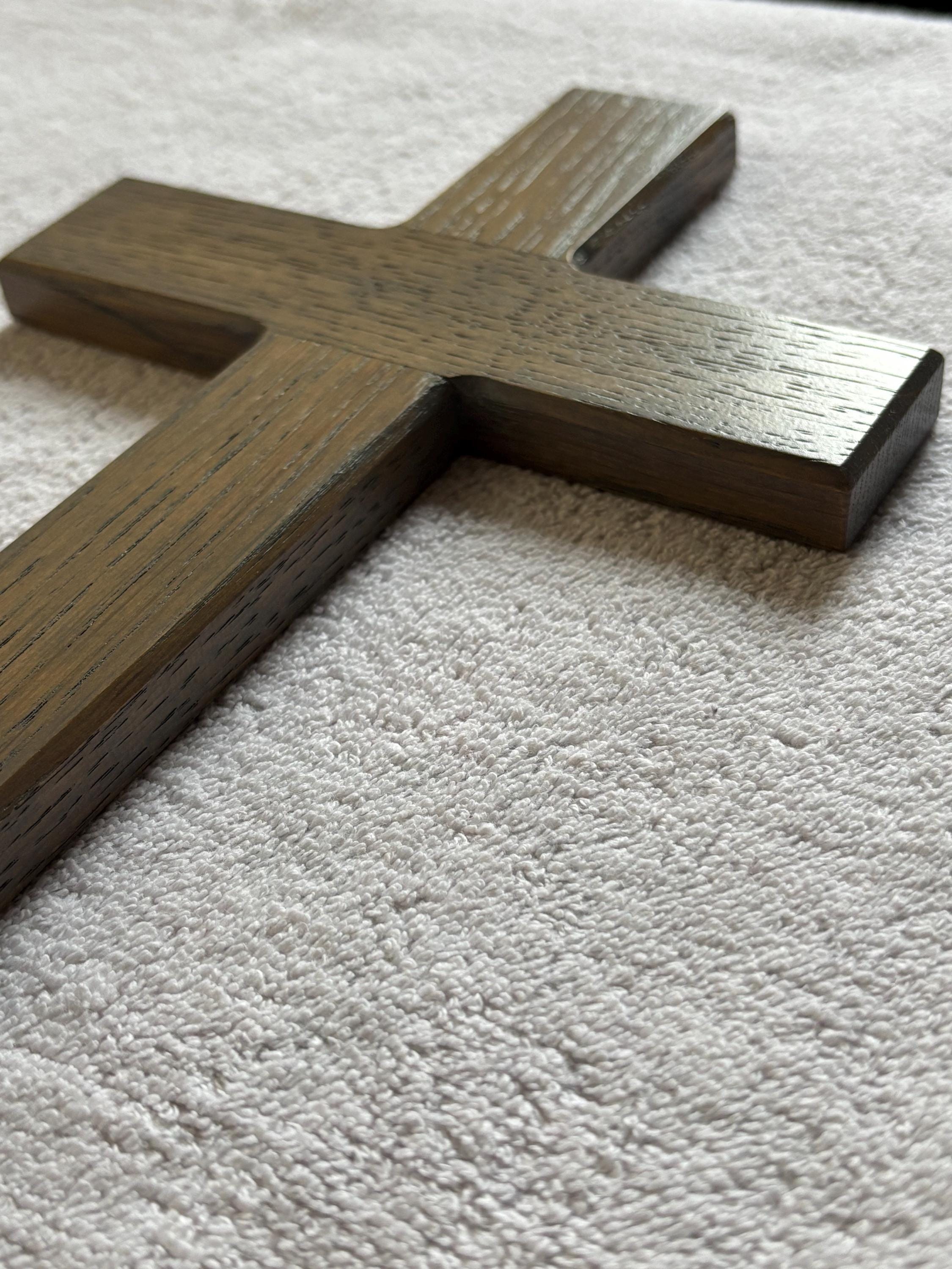 Handcrafted Wooden Cross From Solid White Oak. Several Colors Available.