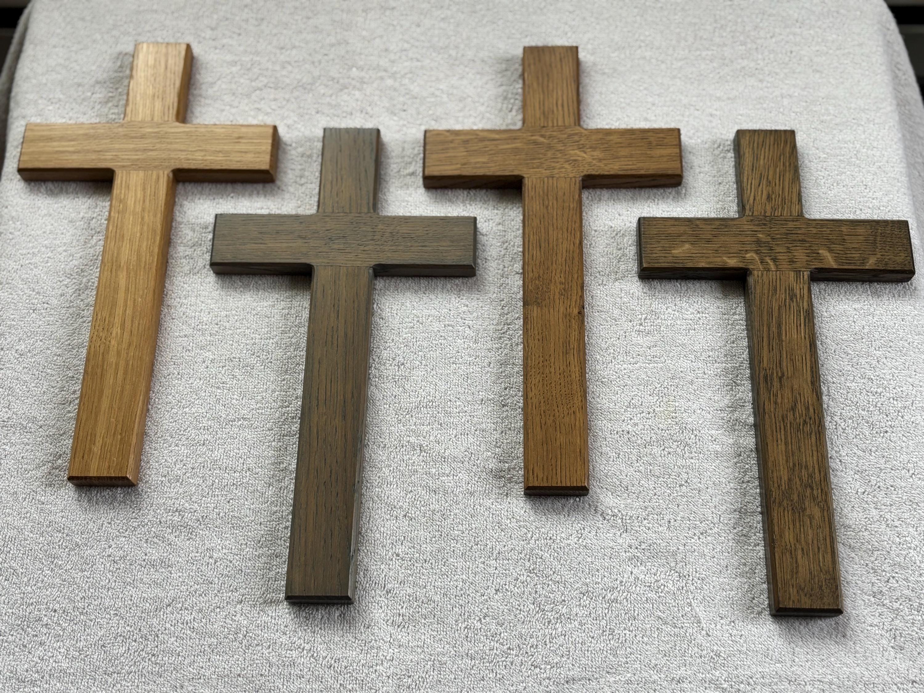 Handcrafted Wooden Cross From Solid White Oak. Several Colors Available.