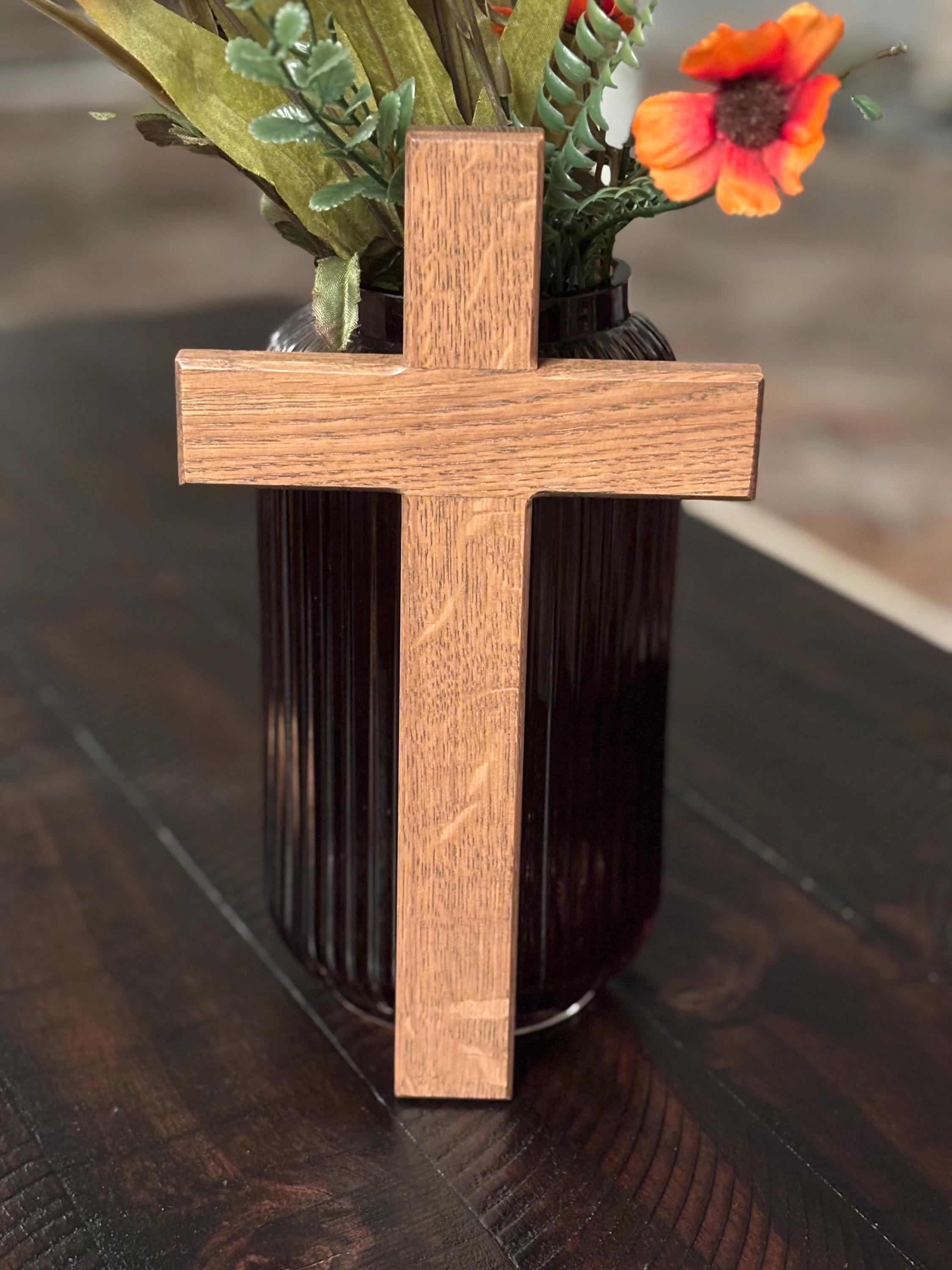 Handmade Wooden Wall Cross From Solid White Oak. Several Colors Available.